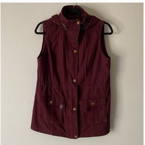 41 HAWTHORN MAROON HOODED CARGO JACKET